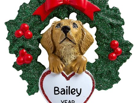 Yellow Lab With Wreath Christmas Ornament Online Hot Sale