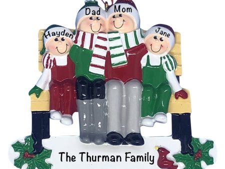 Park Bench Family of 4 Personalized Ornament Online now