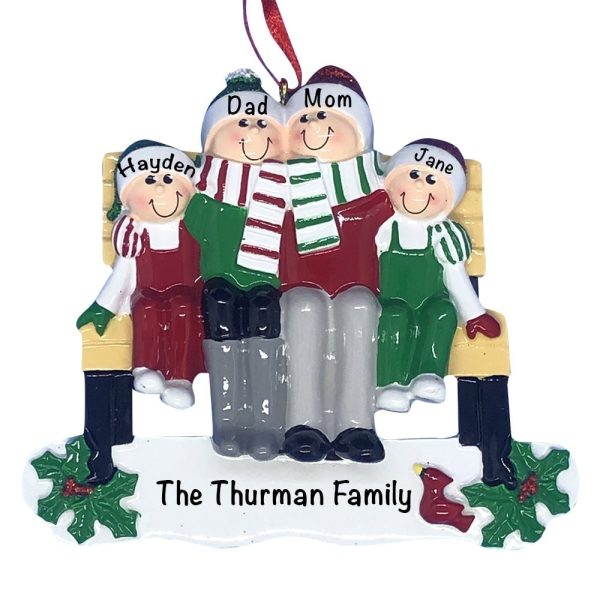 Park Bench Family of 4 Personalized Ornament Online now