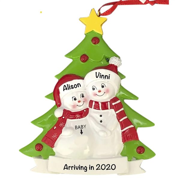 Pregnant Snow Couple Christmas Ornament on Sale