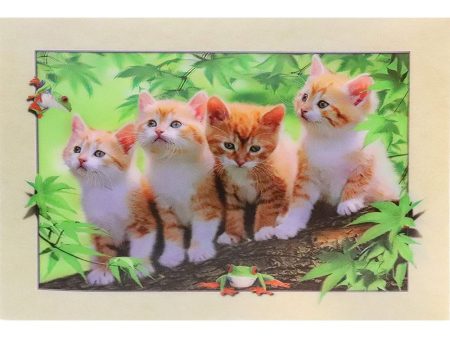 4 Kittens - 3D Lenticular Poster - 12x16 Print - New Supply