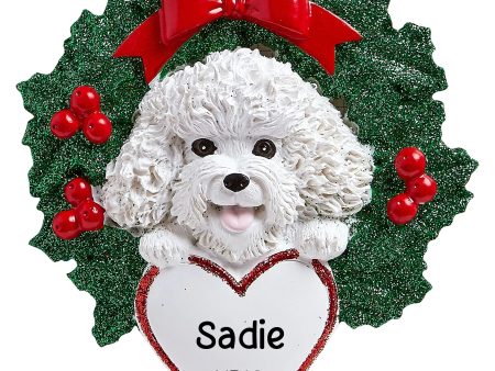 Bichon Frise With Wreath Christmas Ornament For Discount