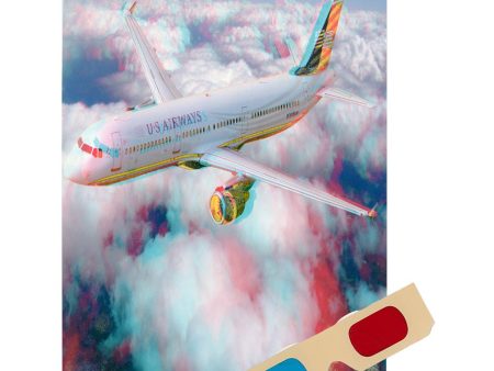 Airplane - Phantogram Greeting Card - with 3D Glasses - Image Pops Up from the Card - Unique 3D - NEW For Sale