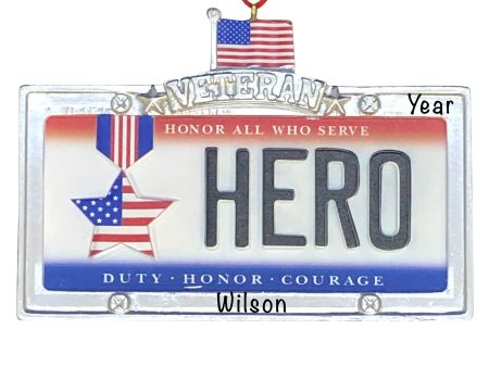 Veteran Hero License Plate Personalized Ornament Fashion