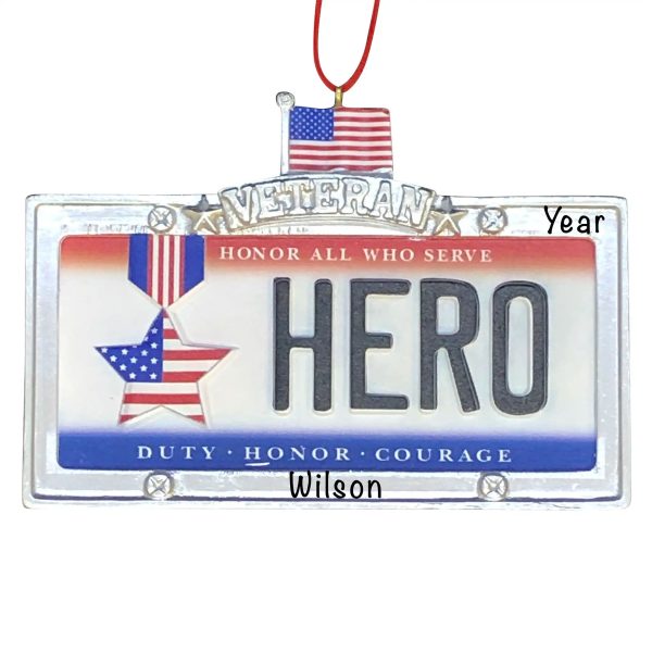 Veteran Hero License Plate Personalized Ornament Fashion