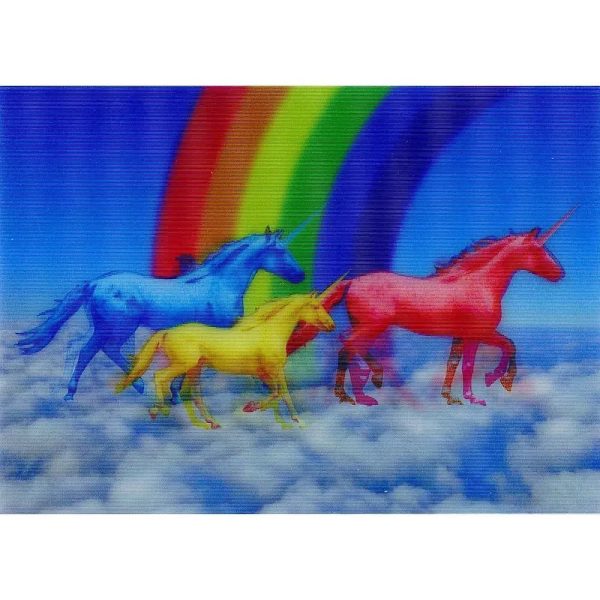 2 -Motion UNICORNS GALLOPING Lenticular Postcards Greeting Cards For Cheap