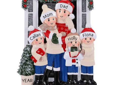 Holiday Door Family of 5 Christmas Ornament For Cheap