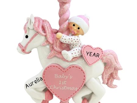 Pink Baby Carousel 1st Christmas Ornament For Discount