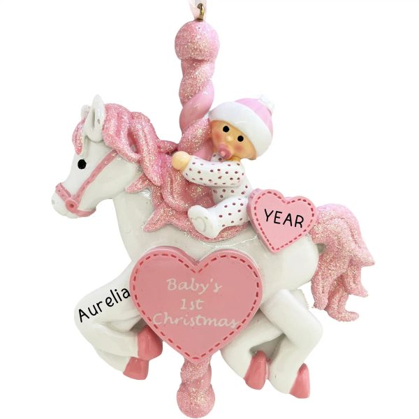 Pink Baby Carousel 1st Christmas Ornament For Discount