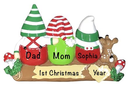 Gnome Family of 3 Christmas Ornament Fashion