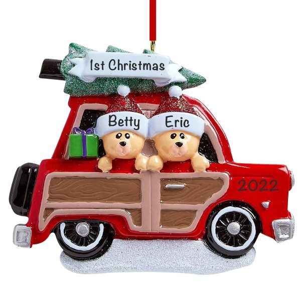 SUV Car Christmas Tree Bear Couple Christmas Ornament Sale