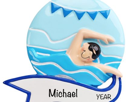 Boy Swimmer Christmas Ornament on Sale