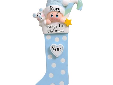 Blue Baby s 1st Christmas Stocking Christmas Ornament Cheap