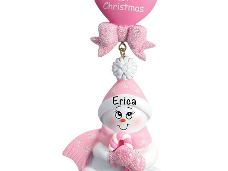 Pink Baby s 1st Christmas Candycane Snowbaby Christmas Ornament For Discount