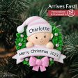 Pink Baby Girl Wreath Christmas Ornament Hot on Sale