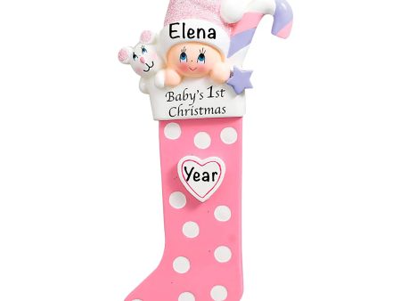 Pink Baby s 1st Christmas Stocking Christmas Ornament Online