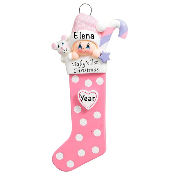 Pink Baby s 1st Christmas Stocking Christmas Ornament Online