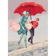 x-Lady with Red Umbrella  - Lenticular Postcard Greeting Card Fashion