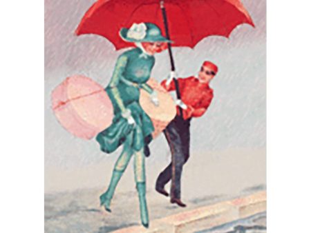 x-Lady with Red Umbrella  - Lenticular Postcard Greeting Card Fashion