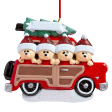 SUV Car Christmas Tree Bear Family of 4 Christmas Ornament Discount