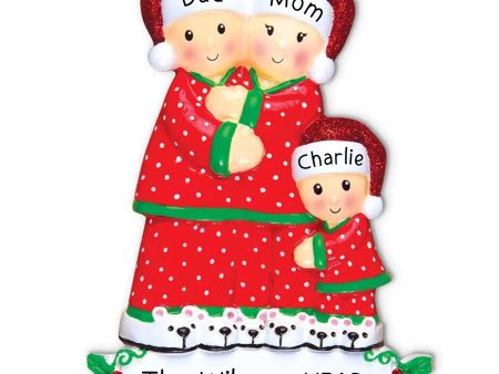 Pajama Family of 3 Christmas Ornament Sale