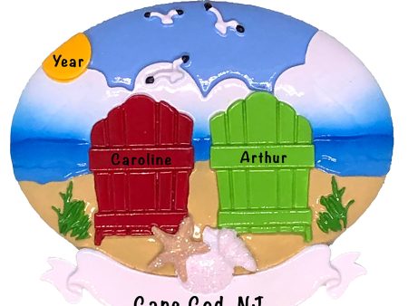 Beach Adirondack Couple Christmas Ornament on Sale