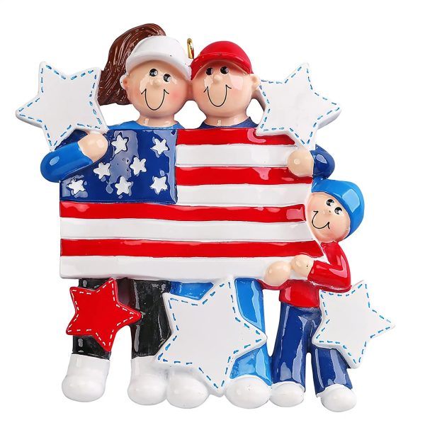 Patriotic Family of 3 Personalized Ornament Sale