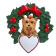 Yorkie With Wreath Christmas Ornament Fashion