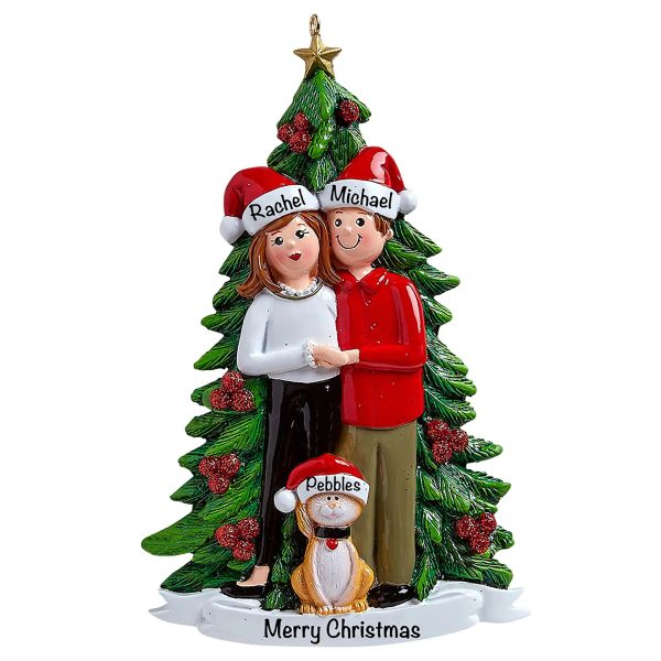 Cute Couple with Cat Personalized Ornament Hot on Sale