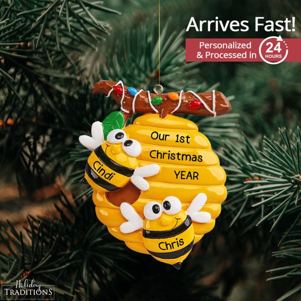 Honey Bees Couple Christmas Ornament Fashion