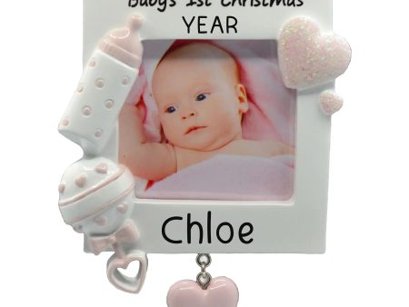 Baby s First Picture Frame Christmas Ornament - Pink Discount