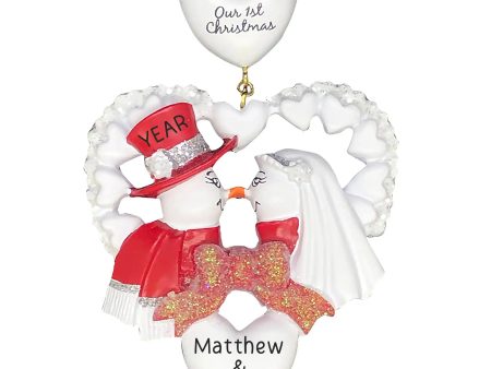 Snowman Wedding Personalized Ornament - Red Online now