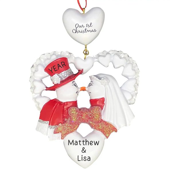 Snowman Wedding Personalized Ornament - Red Online now