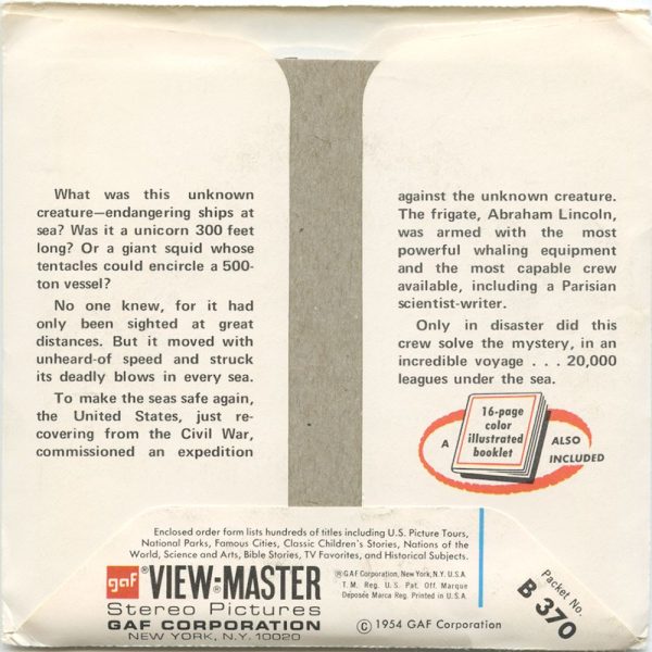 20,000 Leagues Under The Sea - View-Master 3 Reel Packet - 1954 - vintage - B370-G3A Supply