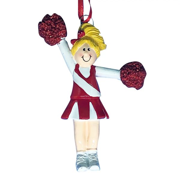 Cheerleader Christmas Ornament - Red Uniform Blonde Fashion