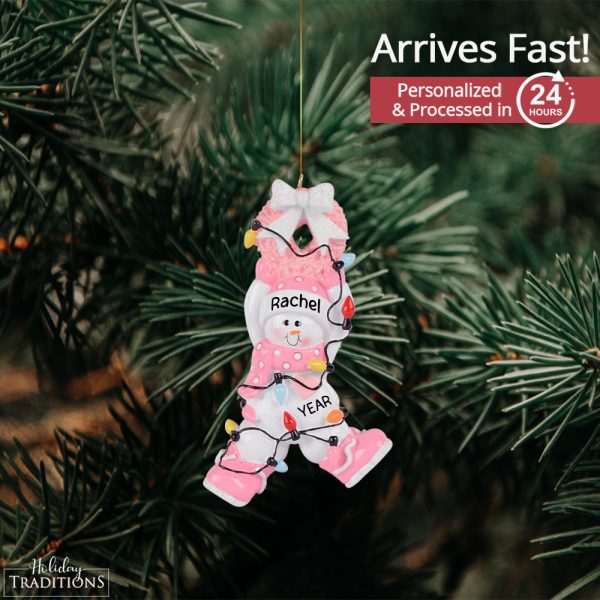 Pink Baby Girl Christmas Lights Ornament For Cheap