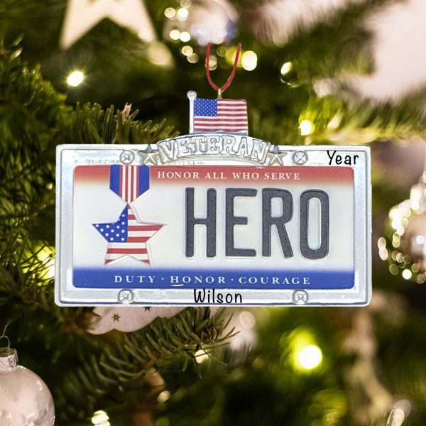 Veteran Hero License Plate Personalized Ornament Fashion