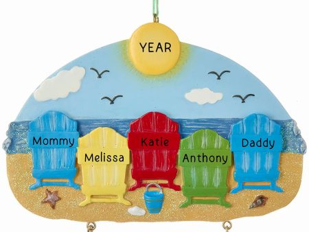 Beach Family of 5 Christmas Ornament Fashion