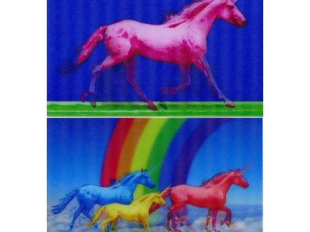 2 -Motion UNICORNS GALLOPING Lenticular Postcards Greeting Cards For Cheap