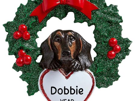 Black Dachshund With Wreath Christmas Ornament For Discount