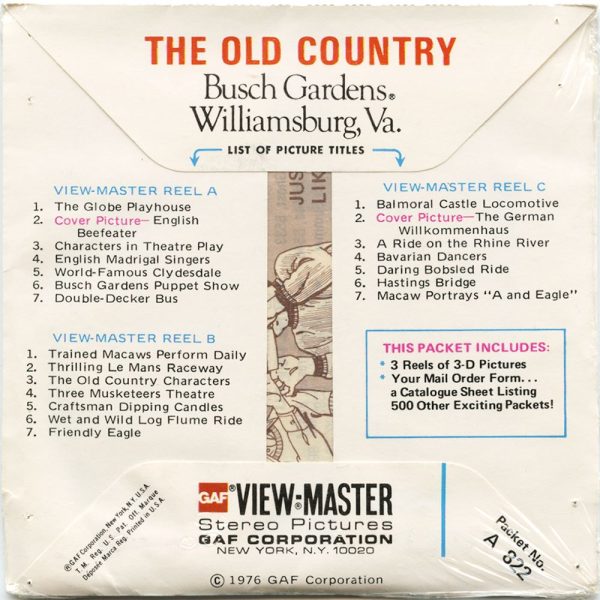 The Old Country - View-Master 3 Reel Packet - 1976 - vintage - A822-G5A Online Sale