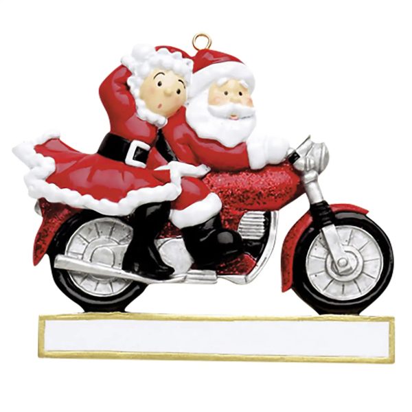 Santa Couple Motorcycle Christmas Ornament Supply