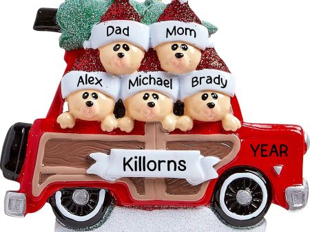 SUV Car Christmas Tree Bear Family of 5 Christmas Ornament For Sale