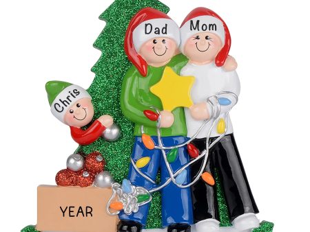 Decorating The Tree Christmas Family of 3 Christmas Ornament Discount