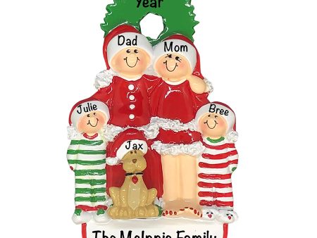 Christmas Family of 4 with Dog Personalized Ornament Hot on Sale