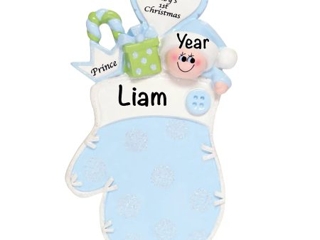 Blue Baby 1st Christmas Mitten Christmas Ornament Online now