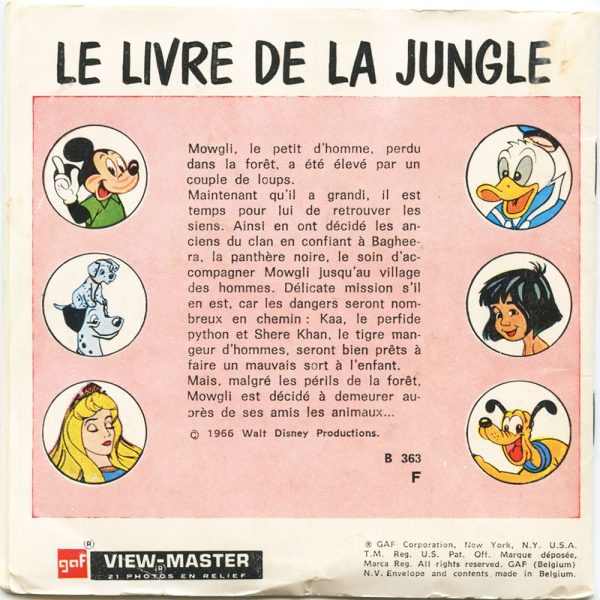 Le Livre de la Jungle (Jungle Book) - View-Master 3 Reel Packet - 1950 - vintage - B363F-BG3 on Sale