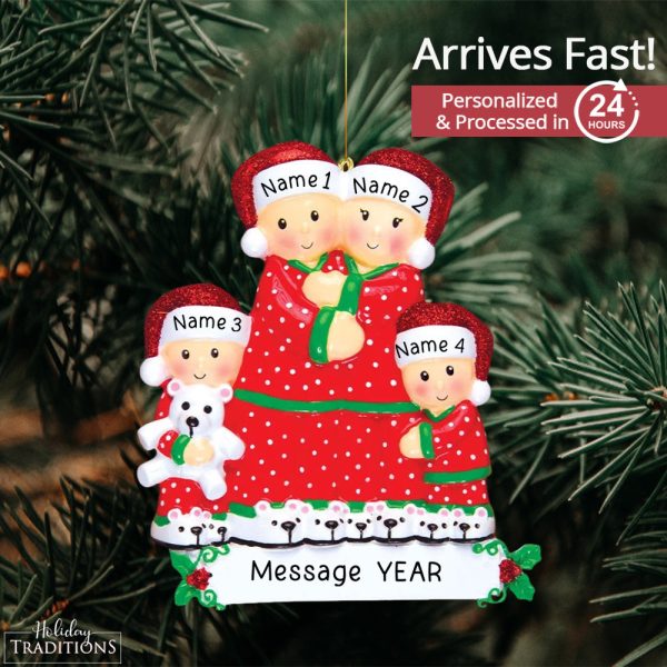 Pajama Family of 4 Personalized Ornament on Sale