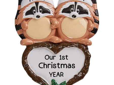 Raccoon Couple Christmas Ornament Supply