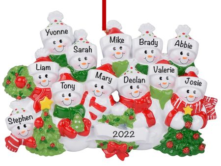 Personalized Snowman Family of 12 Christmas Ornament Online now